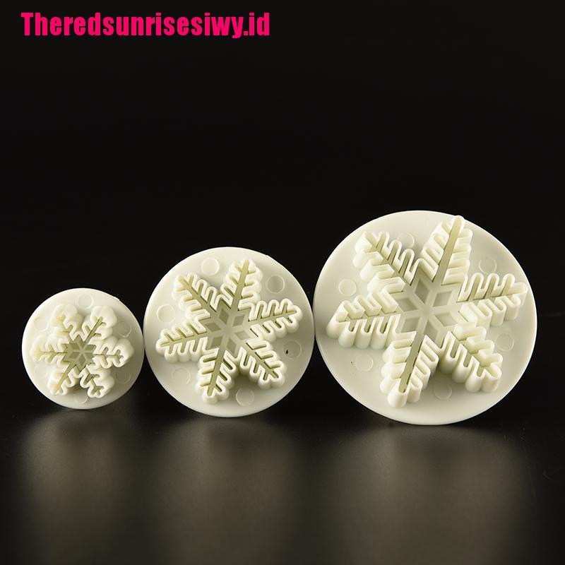 (Theredsunrisesiwy.Id) 3pcs / Set Cetakan Fondant Bentuk Snowflake Untuk Dekorasi Kue Natal