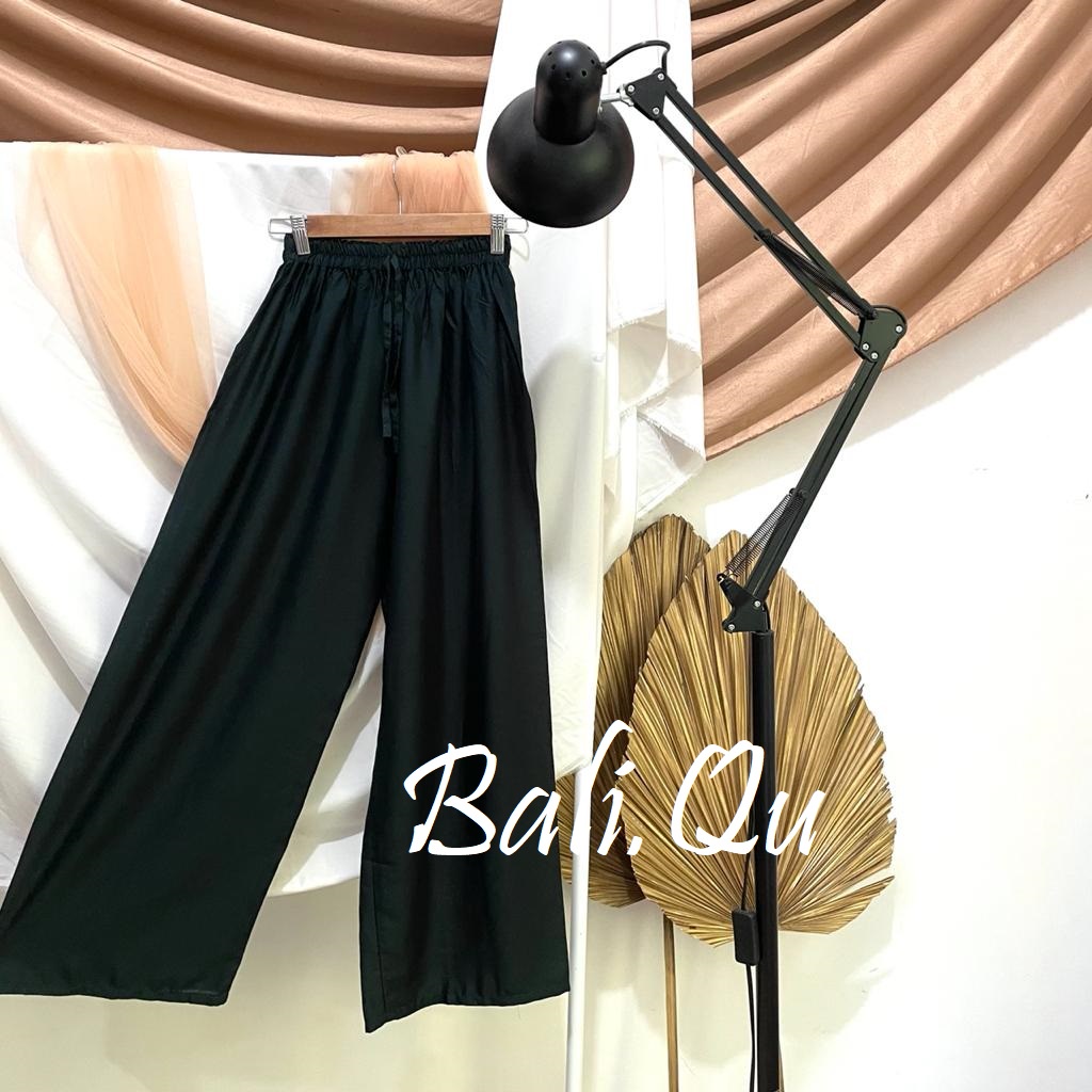 Basic Kulot Panjang Rayon Motif Bali-HIJAU BOTOL