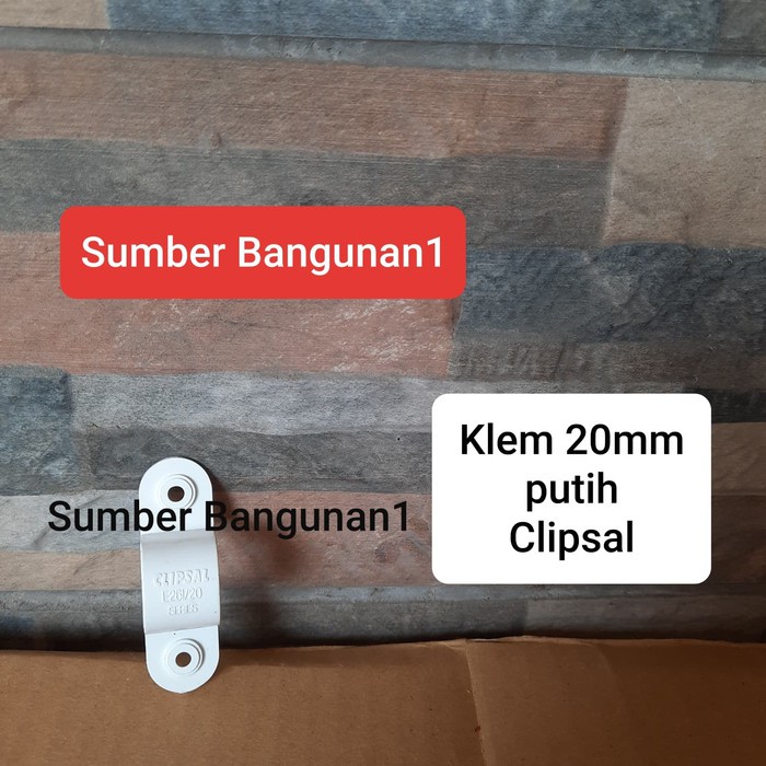 Klem pipa listrik 20mm putih clipsal klipsal