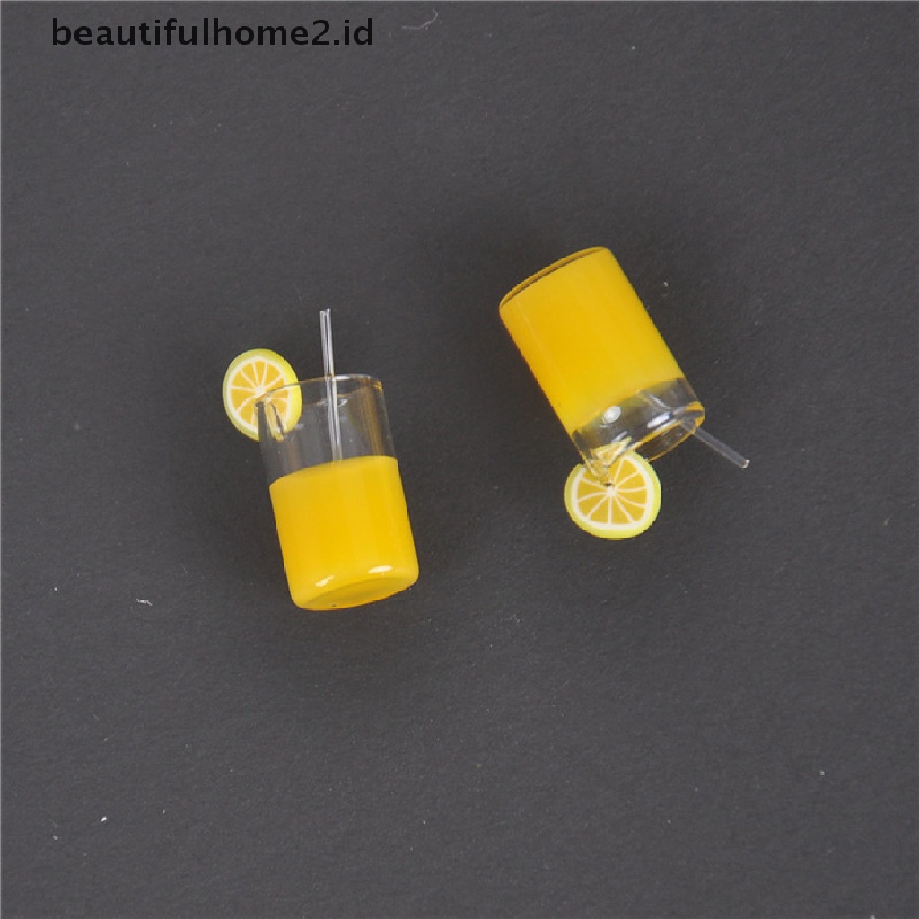 (beautifulhome2.id) 2pcs Miniatur Gelas Air Lemon Skala 1: 12 Untuk Dekorasi Rumah Boneka