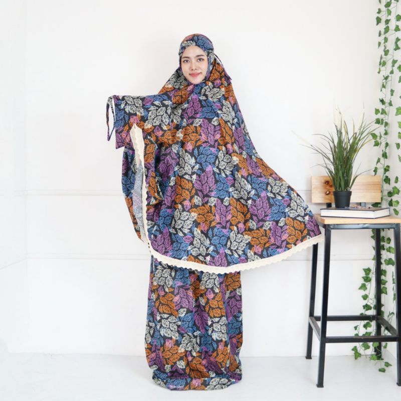 Mukena dewasa saten Apple motif Renda