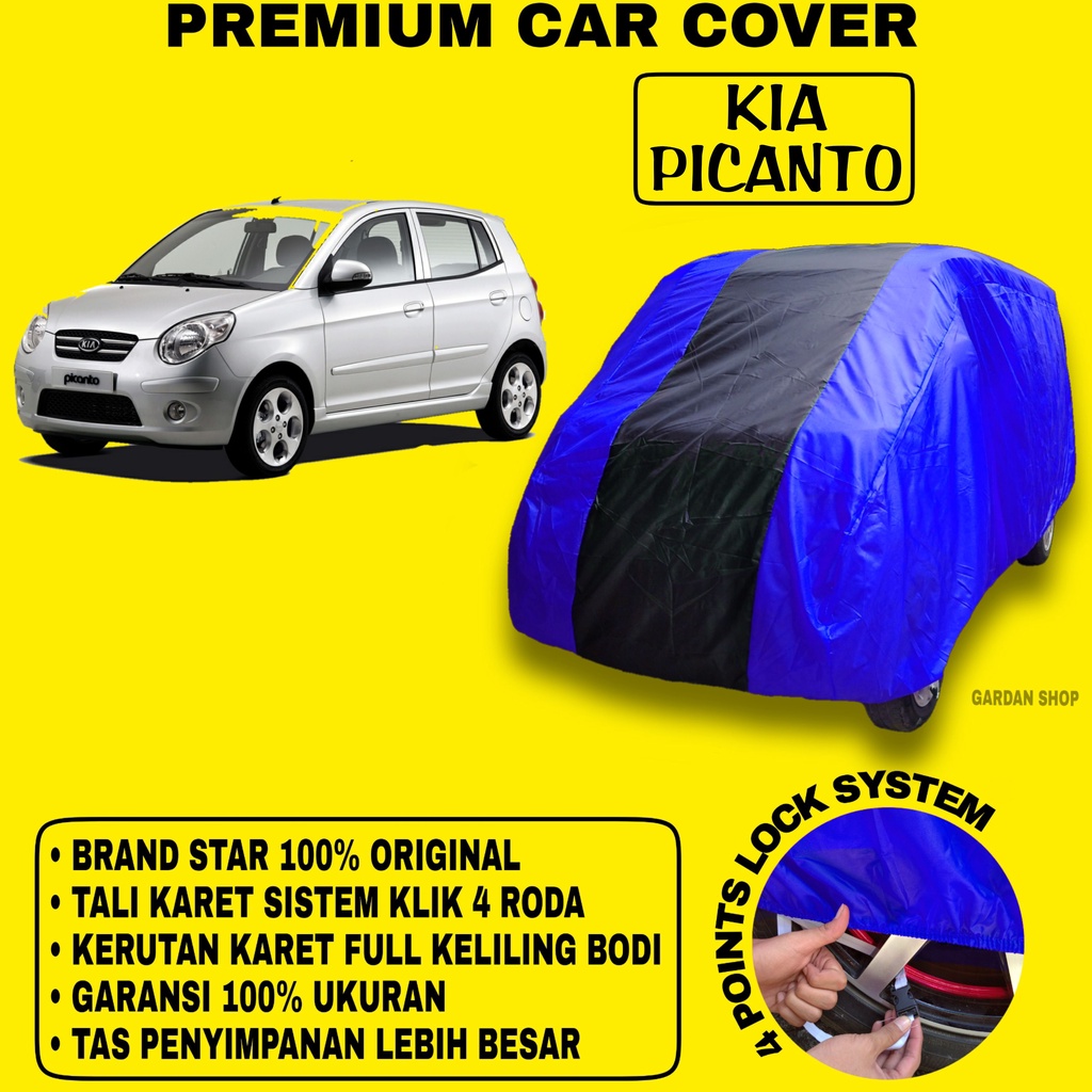 Body Cover KIA PICANTO BIRU HITAM Penutup Bodi Mobil Kia Picanto Waterproof PREMIUM