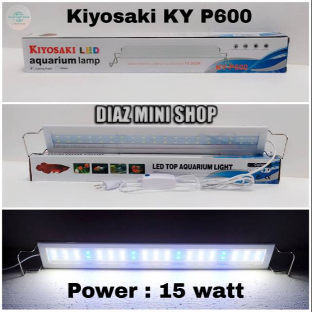 Lampu Aquarium Aquascape Akuarium Kiyosaki p600 p 600 15 Watt LED
