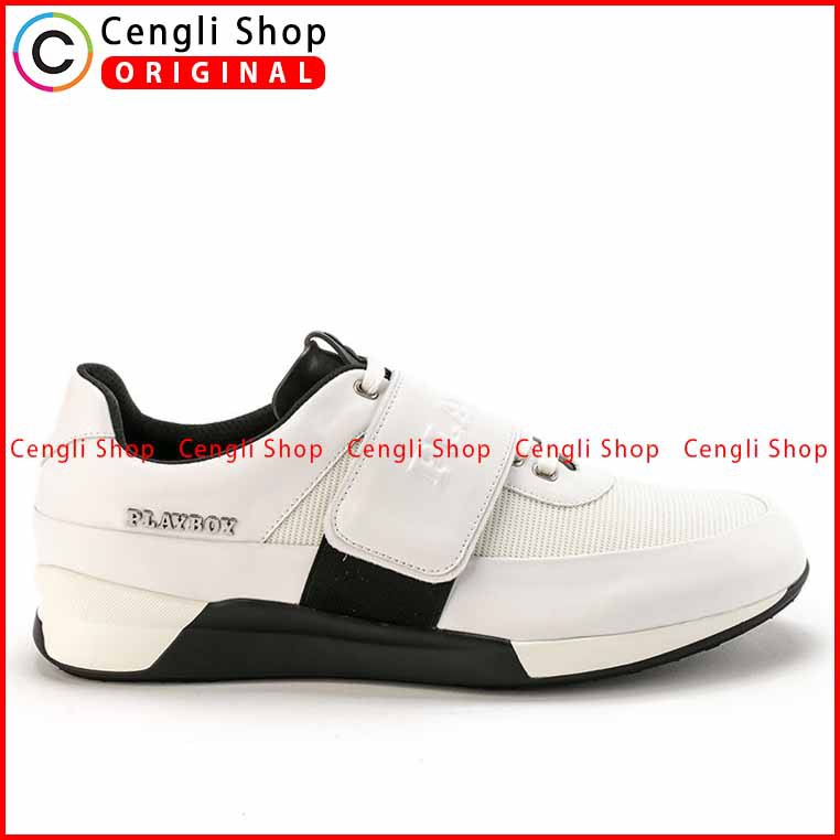 SEPATU PLAYBOY SNEAKER CASUAL PRIA ORIGINAL KULIT ASLI PUTIH PLK9