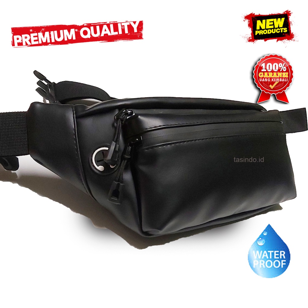 NAURIL-Waist Bag Pria Tas Pinggang Kulit Sintetis Tebal Import Waistbag Tas Selempang Pria Kulit Waterproof