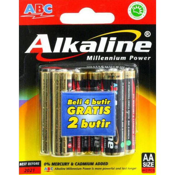 

BATERAI ALKALINE ABC AA ISI 6 (SEDANG) GROSIR ( untk jam dinding,dll) LIMITED