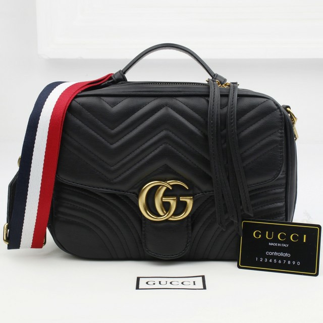 Tas Wanita Gucci GG Marmont Matellase 489100 Platinum