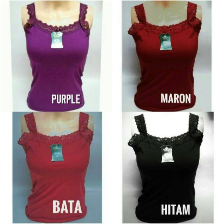 BEE - Tanktop Renda Polos Ukuran XL / Tanktop Wanita Renda Bycra-3