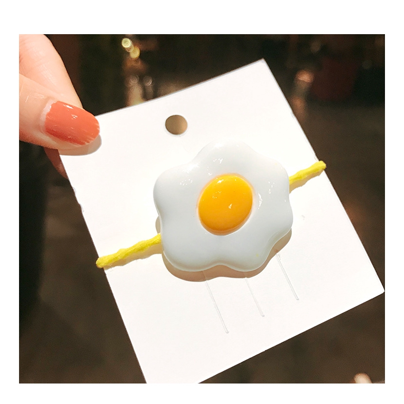 Girl Personality Fried Egg Hair Rope Hair Clip Set Korean Version of Cute Poached Egg Side Chuck Rope