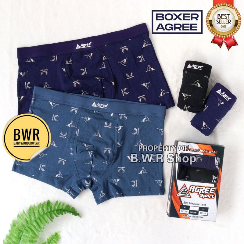 {3Pcs}BOXER AGREE PRIA SOT BAHAN KATUN DINGIN GOOD QUALITY