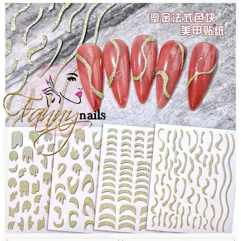 NAIL STICKER GOLD LINE FRENCH MANICURE STIKER KUKU GOLD MANICURE HIASAN KUKU NAIL ART