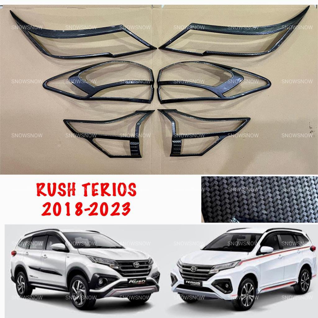 Paket Garnish Lampu Depan Belakang All New Rush Terios 2018 2020 2022 2023 Up GR SPORT Carbon