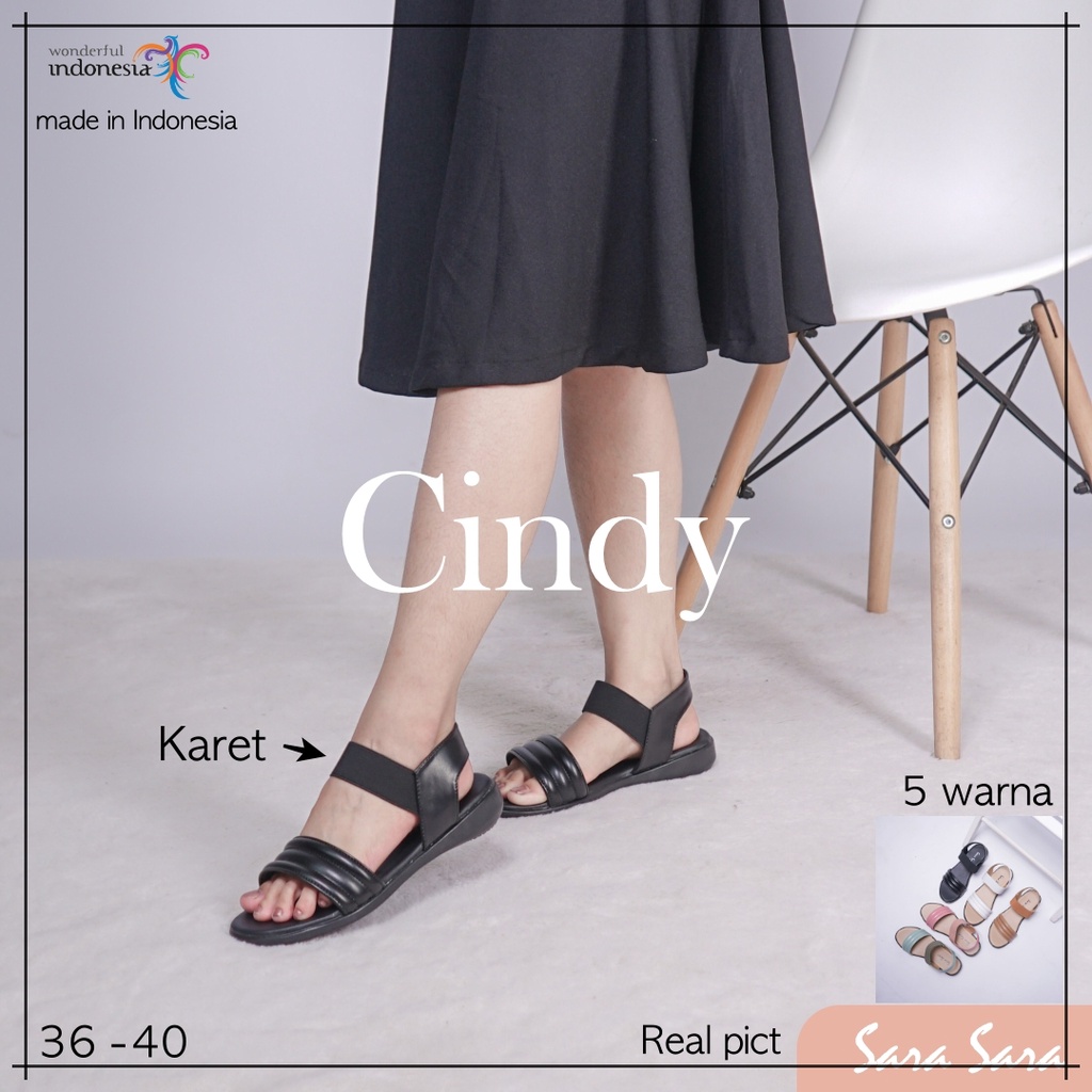 Sara Sara CINDY Sepatu Sandal Wanita Tali Belakang Sendal Slop Casual Platform Tanpa Hak Terbaru