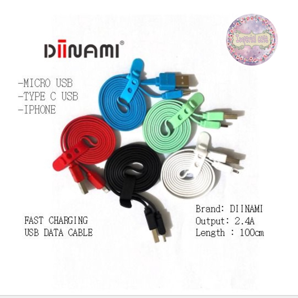 BM027 M027 Kabel data pipih gepeng charger diinami 2.4A Micro iPhone tipe c usb fastcharcing IC4439