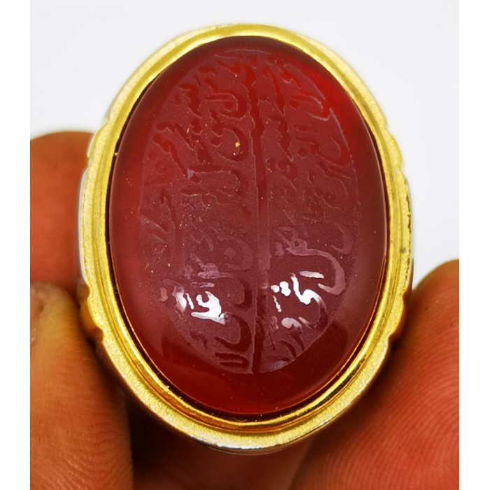 Batu akik natural yaman crystal ukir kaligrafi