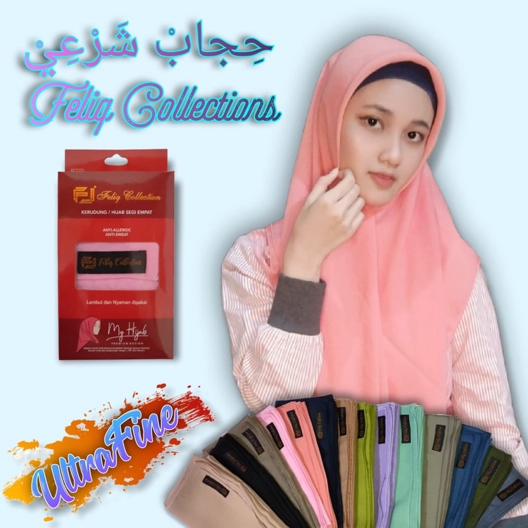 Hijab segi empat Bahan ULTRAFINE/kerudung segitiga instan/jilbab instan