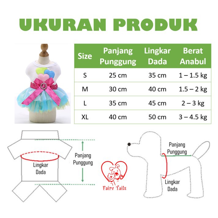 Baju Anjing Kucing Kostum Dress Princess Warna Warni dengan Rok Tutu | Pet Colorful Tutu Princess Dress