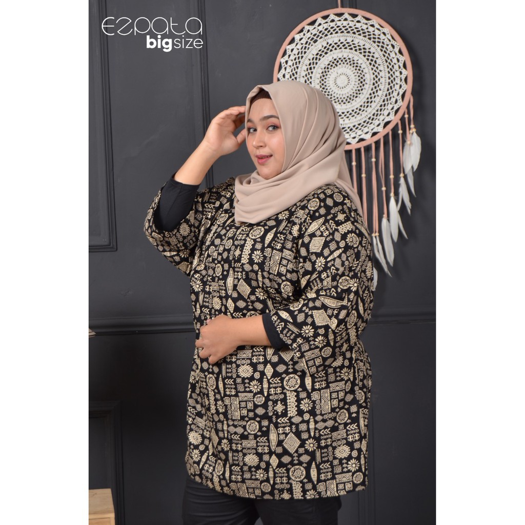 Ezpata Atasan Wanita Bigsiza Jumbo Katun Rayon Motif Etnik Terbaru