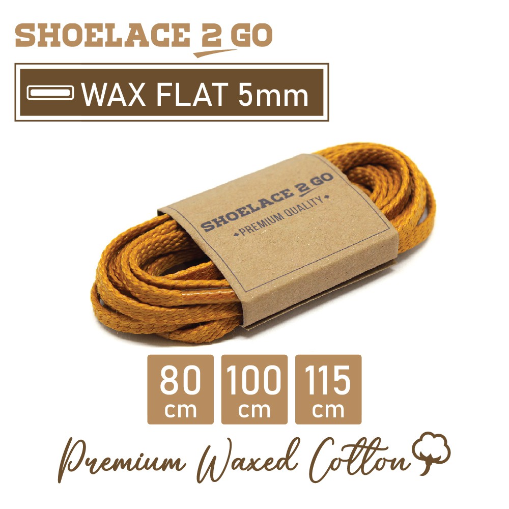 SHOELACE 2 GO PREMIUM TALI SEPATU LILIN WAX GEPENG PIPIH FLAT - WF5 - H1 - GOLD MEDALLION - 5MM