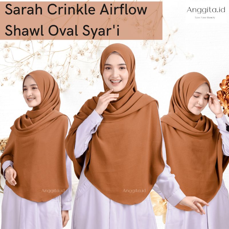 BIG SALE || PASHMINA CRINKLE SYAR'I SHAWL TEBAL PREMIUM Sarah Curve Jumbo Cotton Airflow wrinkle cri