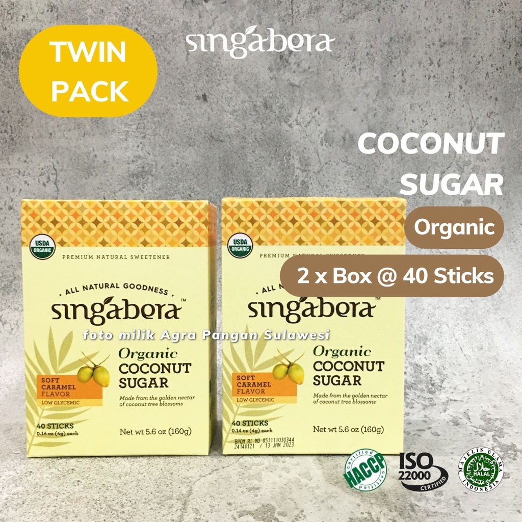 

Organic Coconut Sugar Singabera Stick | Gula Kelapa Organik Twin Pack Organik Sejenis Brown Merah