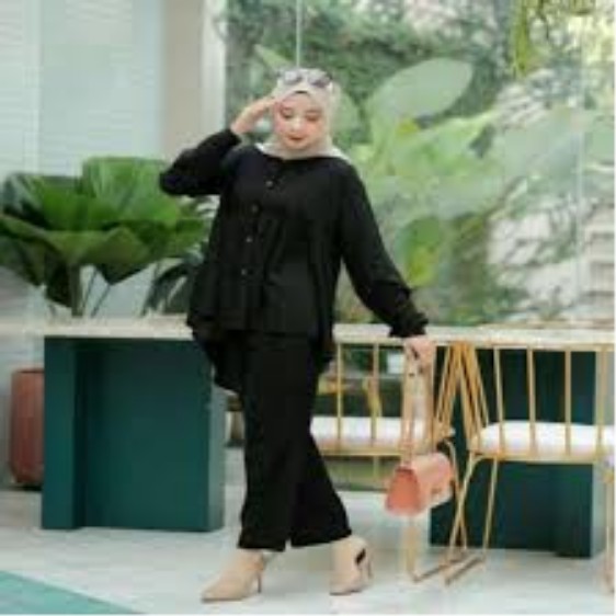 ONE SET MOTIF POLOS/ SETELAN RAYON VISCOSE MOTIF POLOS/SETCEL KEKINIAN/SETELAN WANITA TERBARU/DNILYA-6