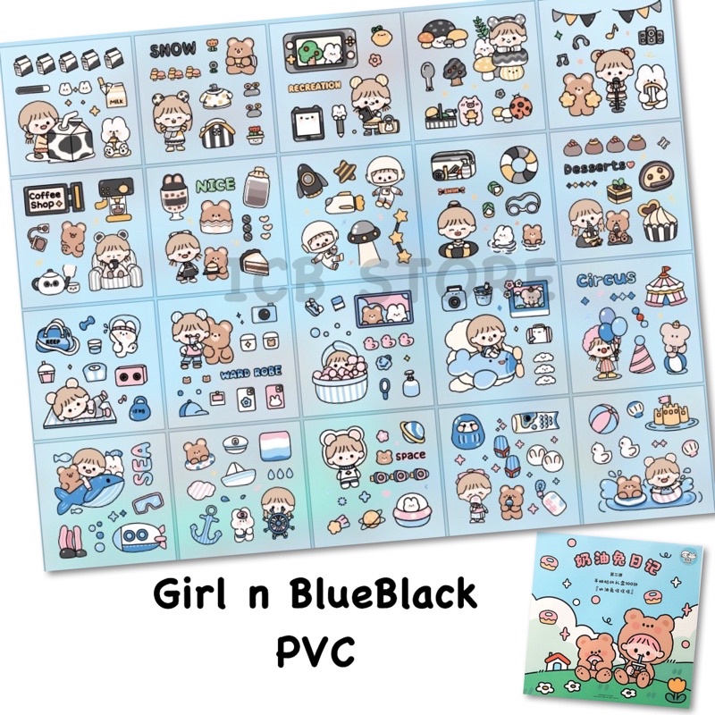 1 Lembar Stiker Aesthetic Tumblr Hp / Stiker Lucu Telado-GNB BLUE BLACK PVC