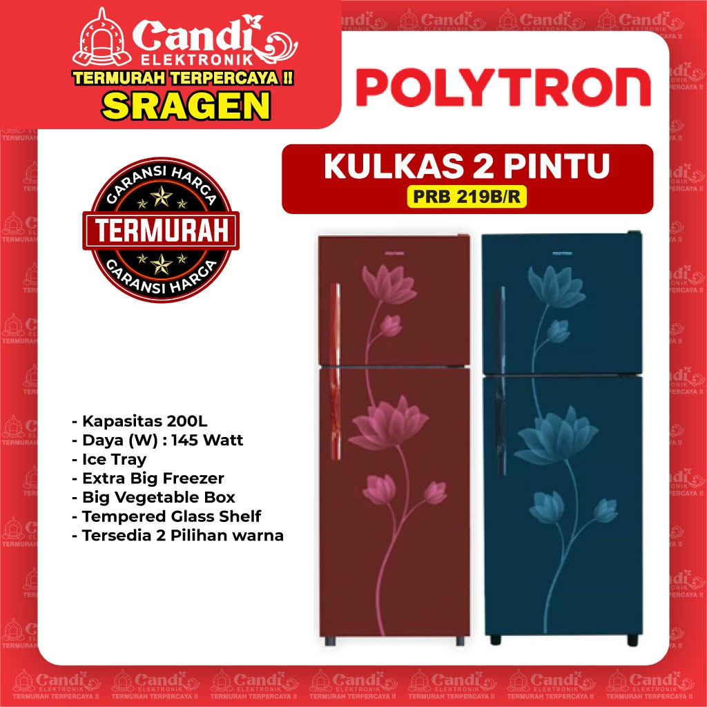 POLYTRON Lemari Es 2 Pintu 200L - PRB 219B/R