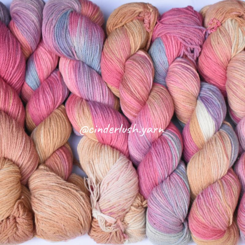 Benang rajut cotton baby cashmere "rayna" hand-dyed ombre yarn big ply (dk weight)