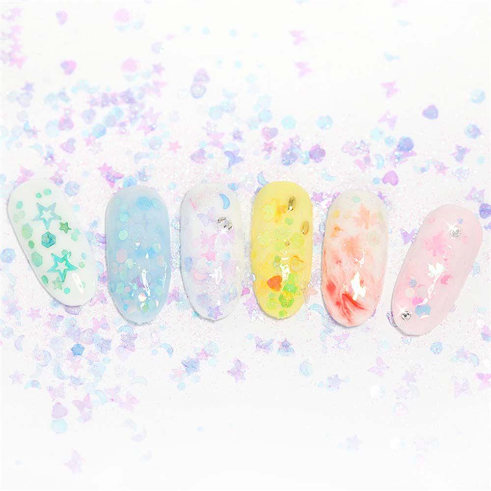 AUGUSTINA Agustina Dekorasi Nail Art Fashion Warna Campur Bintang Sequin Laser Flakes DIY Nail Art Stickers