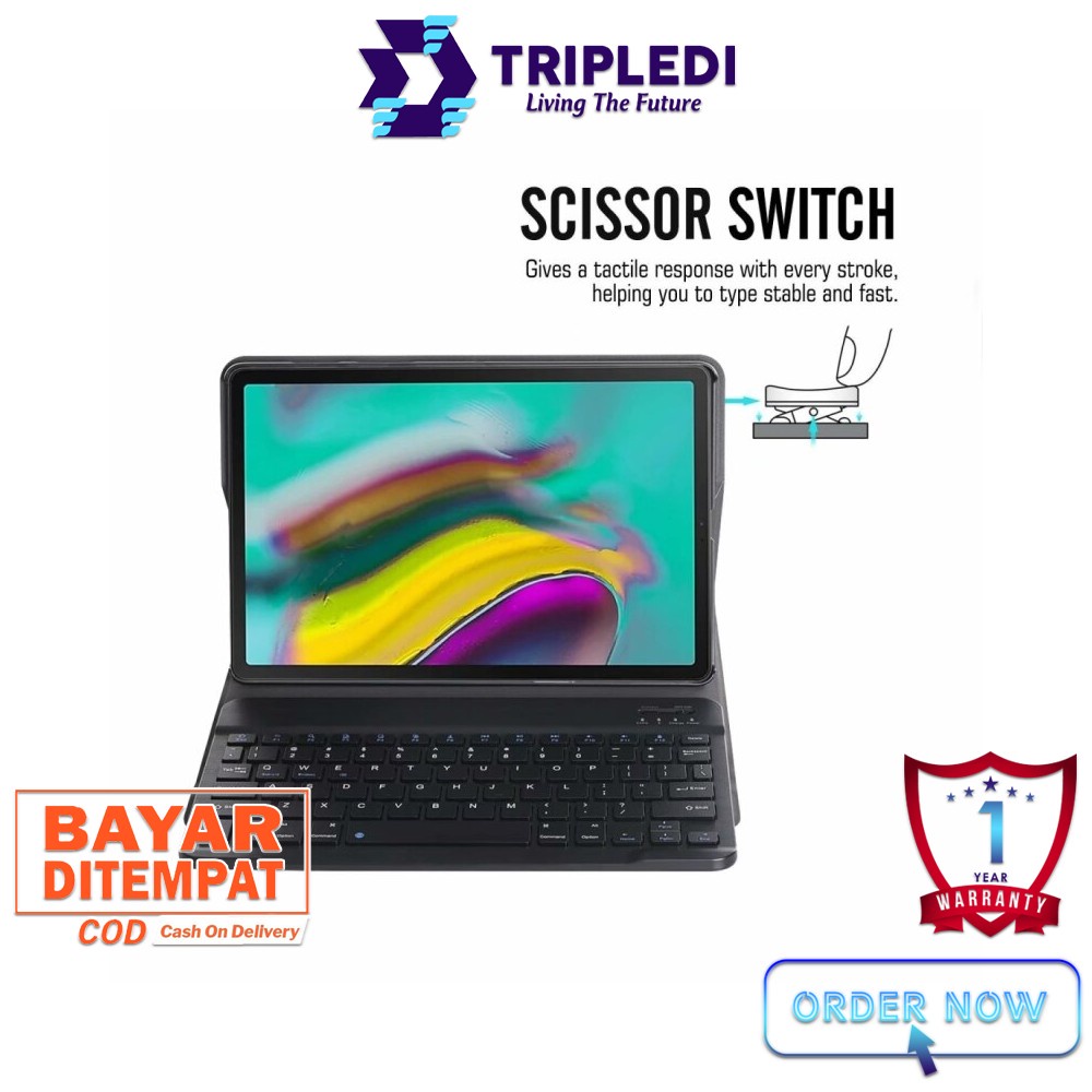TRIPLEDI Case Keyboard Samsung Galaxy Tab A7 2020 SM-T500 SM-T505 10.4 inch Wireless Bluetooth Removable Magnetic Casing Leather Flip Stand Built-in Protektif Shockproof Folio Book Cover Sarung Pelindung Tablet Android-3
