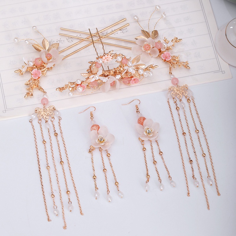 SIY  Women Girls Chinese Hanfu Dress Jewelry Sets Antique Tassel Floral Hairpins Earrings Hair Forks Headpieces Accessories