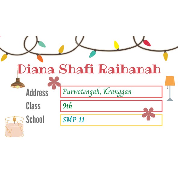 

40 Pcs Sticker Nama Custom (Lamp) Uk. 3x5cm