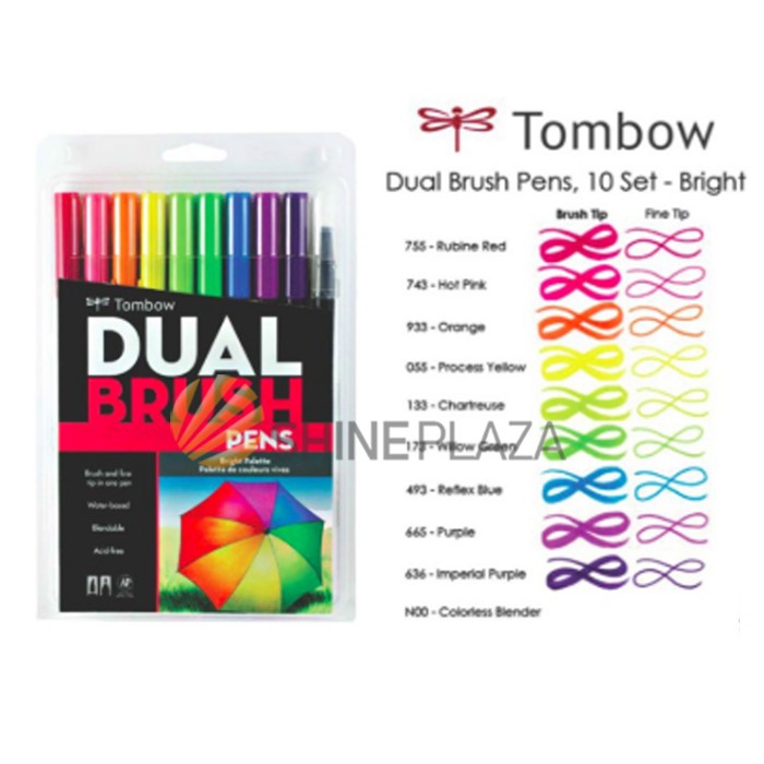 

Tombow Dual Brush Pen Set 10 - Bright Palette