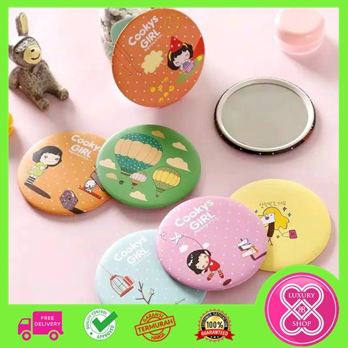 Cermin Mini Kaca Make Up Rias Cosmetic Portable Kecil Motif Lucu