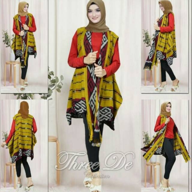 Cardigan tenun motif toraja kuning + free masker tenun