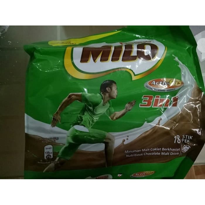 

MILO MALAYSIA 3 in 1, isi 18 pcs + 3 sachet