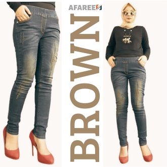 AFAREEN - Celana Jeans Wanita Jumbo Legging Jeans Ripped Wisker Letro Claw List Gucci Sobek Melar Stretch Premium 35-42 Big Size