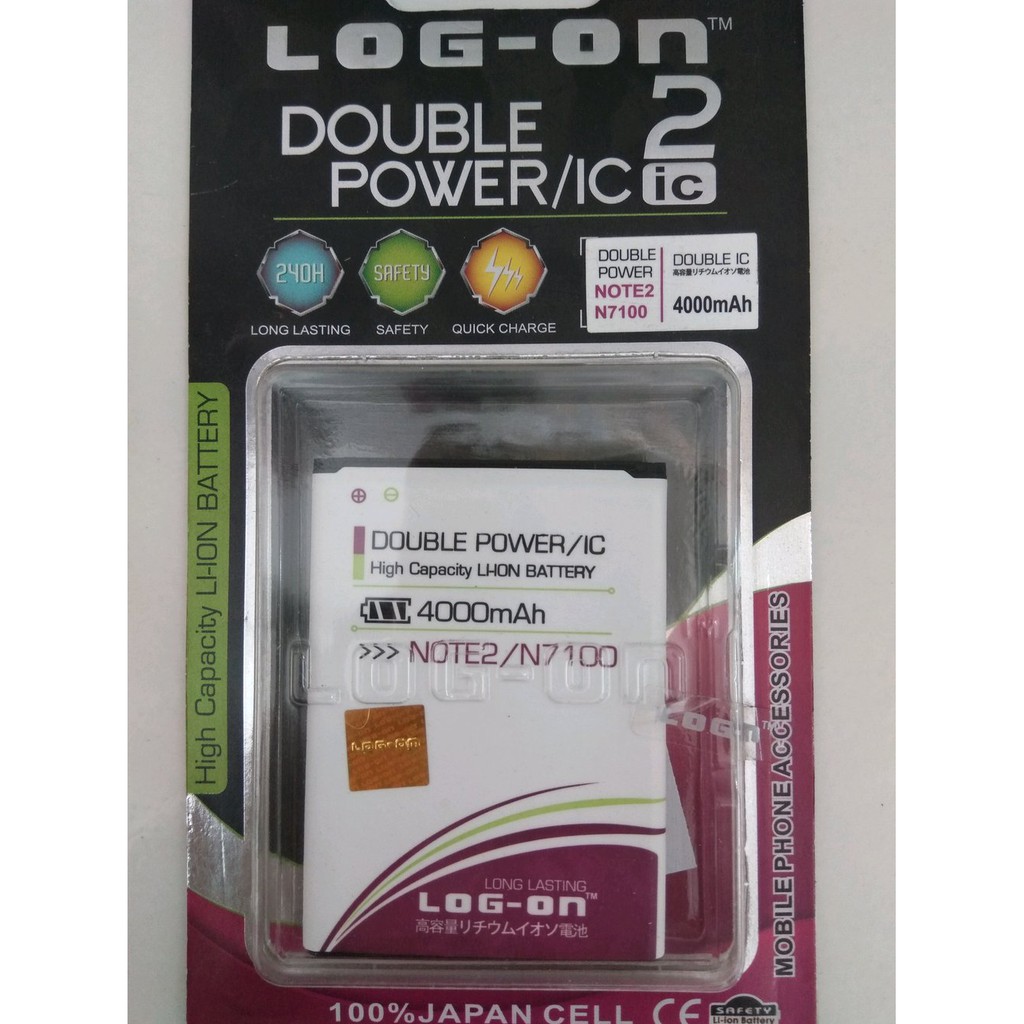Batre Baterai Double Power IC Log-On SAMSUNG NOTE 2