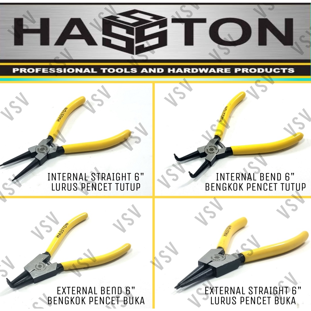 HASSTON Tang Snap Ring Pliers 6&quot; Tang circlip pliers Tang sepi ES/IS/EB/IB
