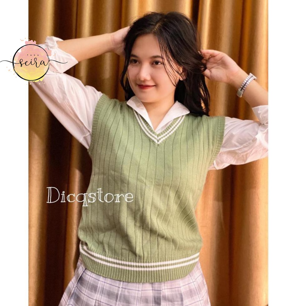 [BISA COD] Vest Rompi Polet Knit Korea / Vest Knit Stripe Polet