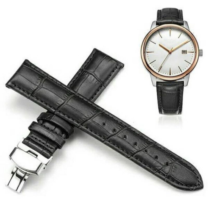 Strap Tali kulit jam tangan Strap pria dan wanita butterfly clip genuine Leather