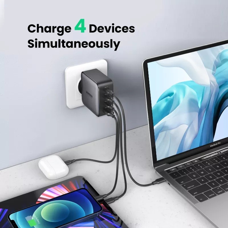 UGREEN Gan 100W Charger 4 Port Triple USB C &amp; 1 USB A Speedy Charging