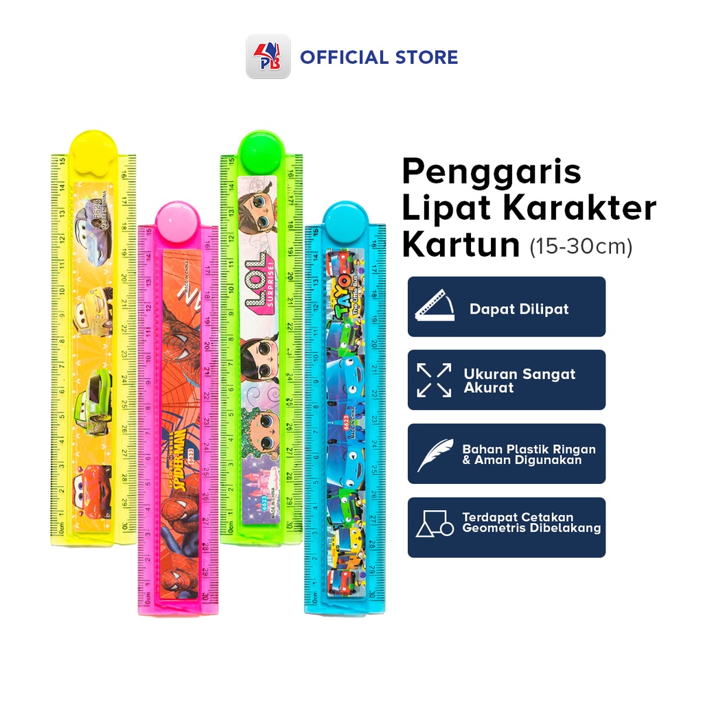 

Penggaris Lipat Karakter Kartun Berwarna Ukuran 30Cm Dilipat 15Cm