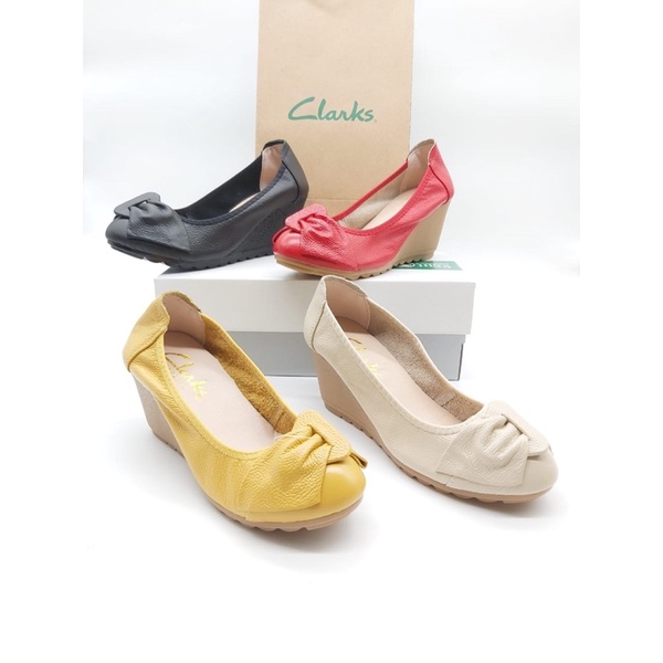 Clarks Wedges A08 7cm Kulit sapi asli 100%