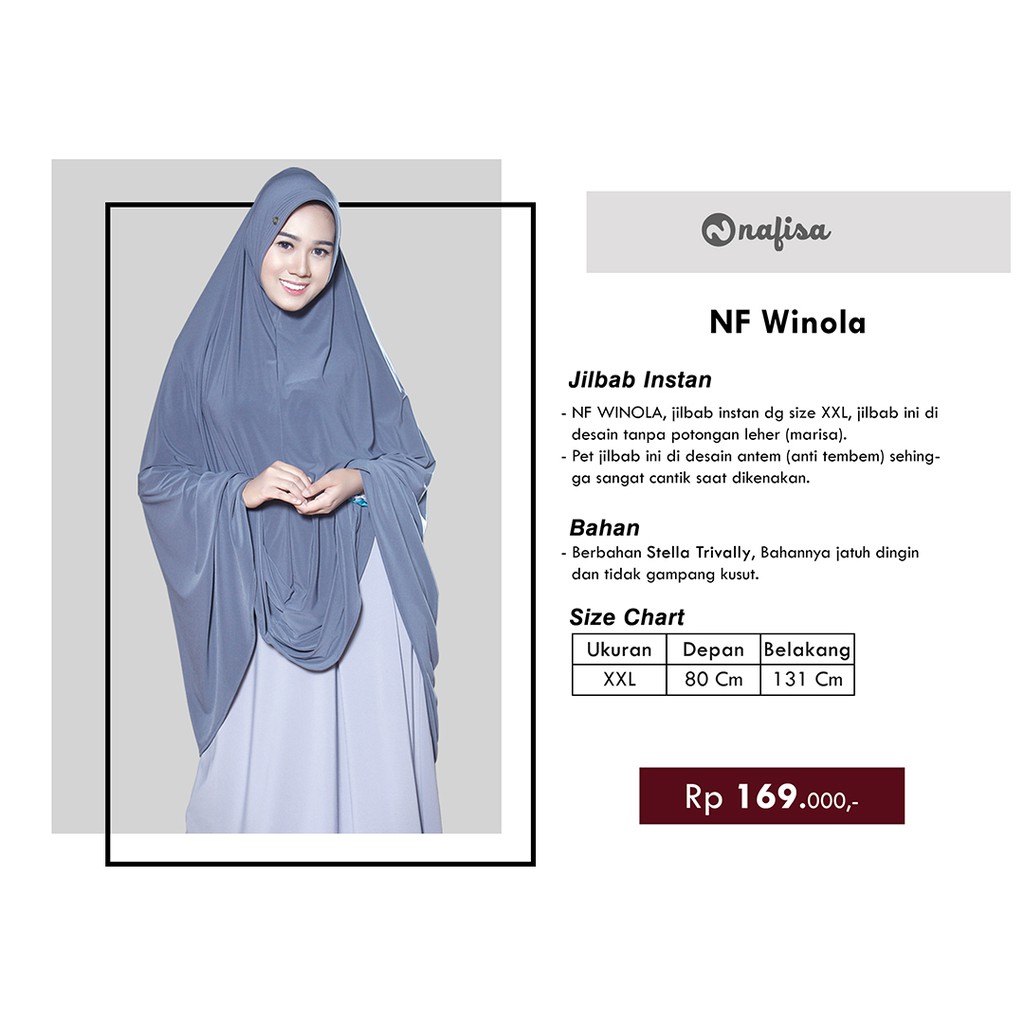 Jilbab Jumbo Syar'i Nafisa Winola | Hijab Khimar Jumbo Bergo Pet Kecil Kerudung Khimar Super Panjang