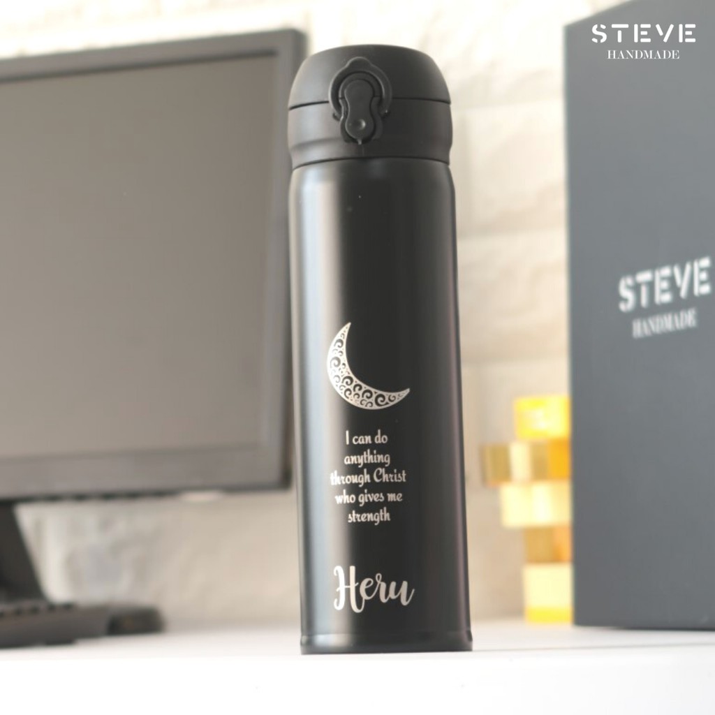 Botol minum stainless termos vacuum tumbler travel mug TM0309 Black