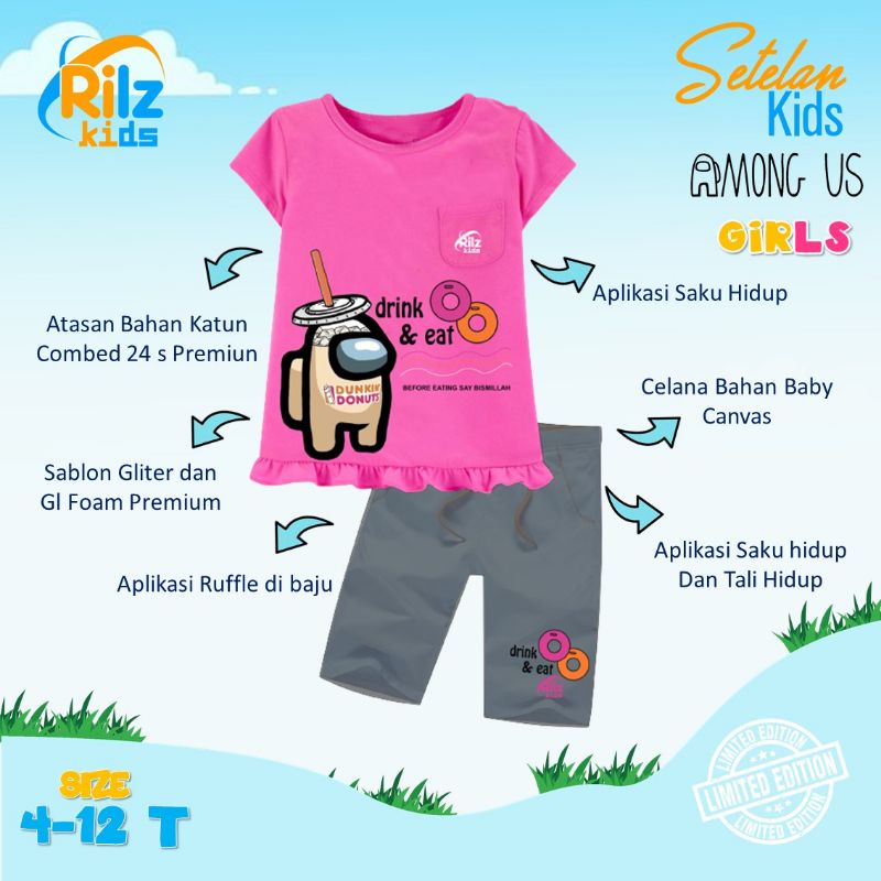 Setelan Anak Among Us 4-12 Tahun/ Setelan Kaos Anak/ Set Among Us by Rilz Kids
