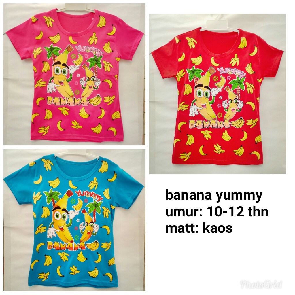 Baju Kaos Anak Cewe Banana Yummy