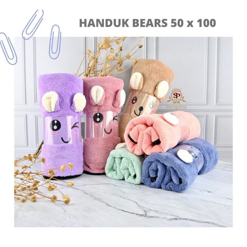 [rumahbayipdg] Handuk bayi handuk mandi anak kuping microfiber 50 × 100cm